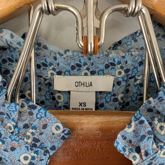 Othilia Dress Womens XS Blue Pink Floral Titania Flounced Maxi Cottage Peasant  - Picture 5 of 10